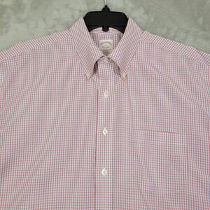 Brooks Brothers Shirt Men's XL Red Plaid Short‎ Sleeve Button Down Casual Cotton